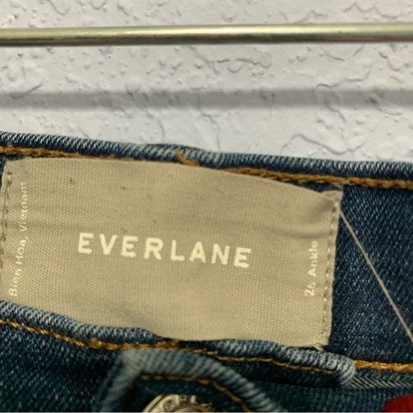 Everlane Mid-Rise Dark Wash Skinny Ankle Jeans - Picture 3 of 9